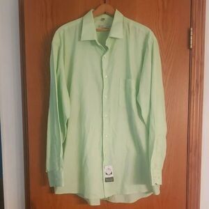NWT Geoffrey Beene Green Pinstripe Dress Shirt - Neck Sz 18